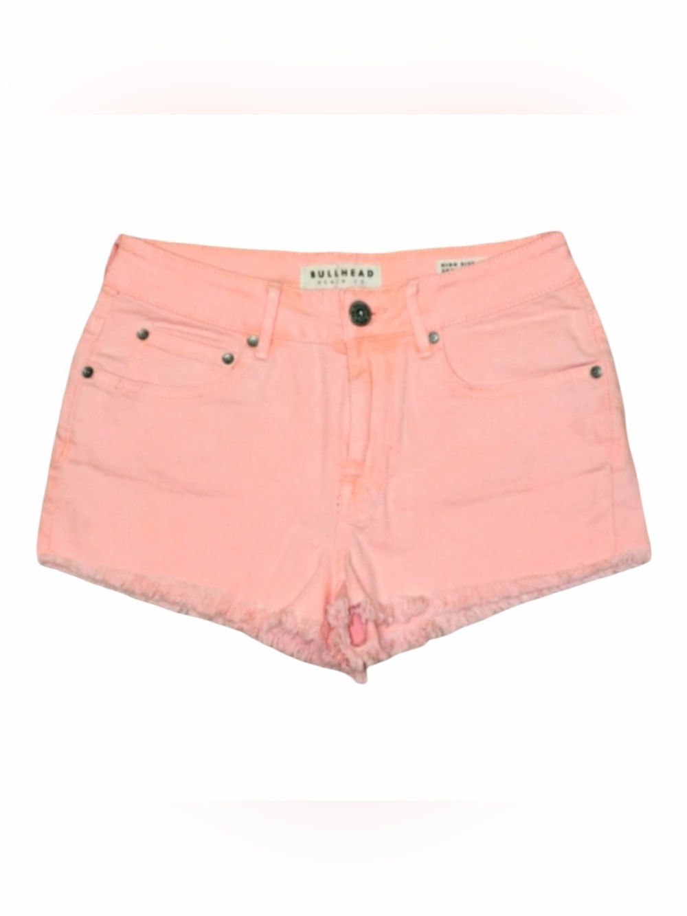 Pac Sun Bullhead High Rise Shorts Juniors Size 5 Neon Coral Pink Cut Off